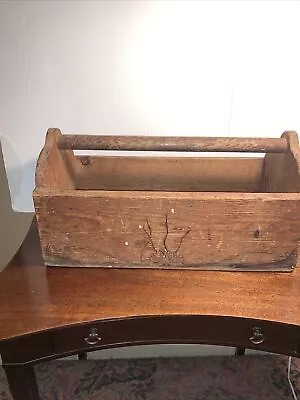 Vintage Rustic Wooden Carpenters Tool Box Caddy Wooden Handle 12x7.5x5.75 • $35