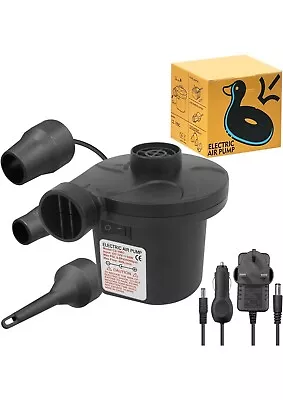 Electric Air Pump For Paddling Pool Fast Inflator Deflator Camp Air Bed Mattress • £9.99