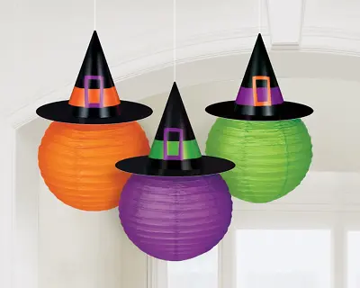 Halloween Witches Crew Cauldron Paper Lanterns Hanging Party Decorations • £11.99