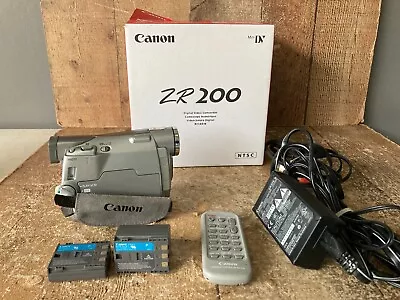 Canon ZR200 Mini DV Camcorder W/ Box + CA-570 Charger + Accessories • $0.99