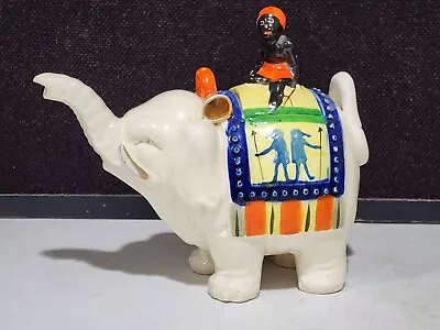 Vintage Japan Porcelain White Elephant Figural Teapot Blackamoor Man Rider • $30.32