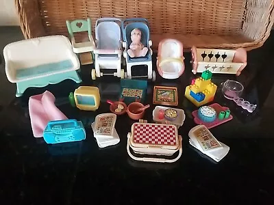 Vintage Loving Family Doll House Stroller Baby Pizza Picnic Trays High Chair Lot • $19.99