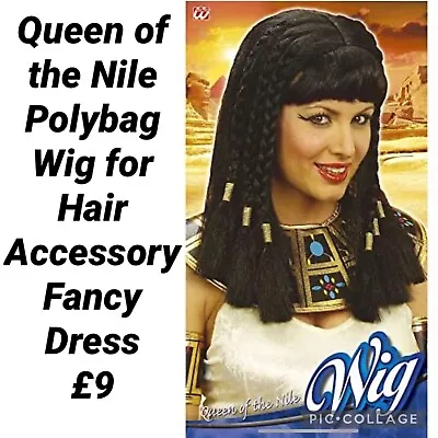 Queen Of The Nile Cleopatra Style Ladies Wig Egyptian Fancy Dress Accessory • £9