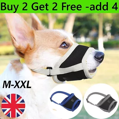 Adjustable Dog Safety Muzzle Mouth Cover Anti-Biting Chewing Breathable 2+2 FREE • £3.69