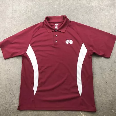 Mississippi State Polo Shirt Mens Large Maroon Embroidered Logo NCAA * • $11.39