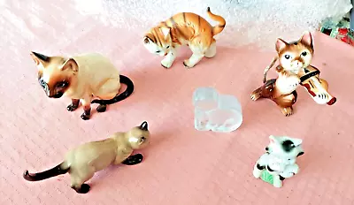 Very Nice Vintage Kitty Cat Figurines ~ Lot Of 6 • $19.95