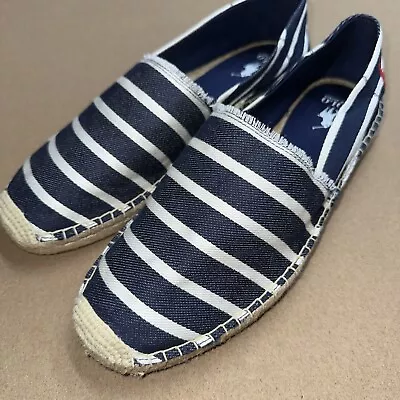 Polo Ralph Lauren Mens Cevio Washed Canvas Striped Espadrilles 9.5m • $79.99