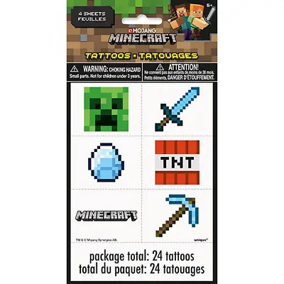 Minecraft Birthday Party Temporary Tattoos Party Bag Fillers 24 Pack • $8.08