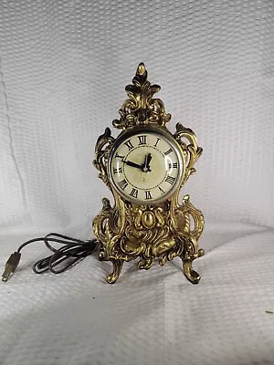 Vintage Gold Brass Mantel Clock Lanshire Electric Victorian Style Tested Works • $134.99