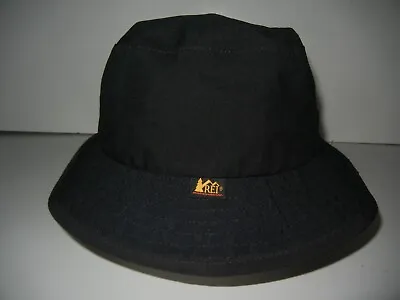 Vtg 90s REI • USA MADE Black Nylon GORE-TEX RAIN HAT Hike Sun Bucket Cap Sz M/L • $34.99