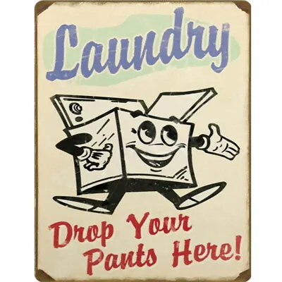 £4.99 • Buy Retro Vintage Laundry Drop Your Pants Here Kitchen Home Utility Metal Wall Sign