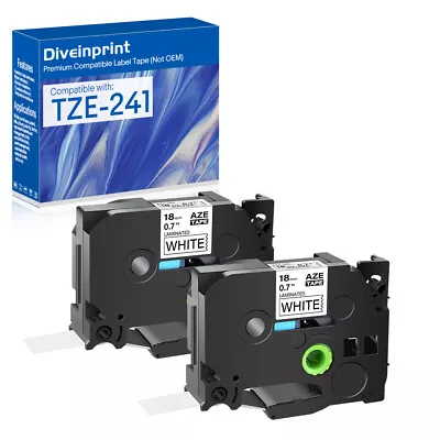 2PK Compatible For Brother PT-P750W TZ TZe-241 Label Tape 18mm For Item Marking • $9.99