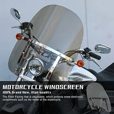 18''X16'' Smoke Motorcycle Windshield 7/8'' 1'' Handlebar For Bonneville T120R • $69.29