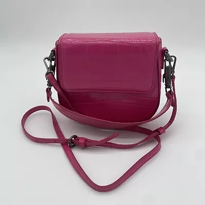 $24.95 • Buy Zara Faux Crocodile Pattern Pink Handbag Shoulder Small Clutch Purse