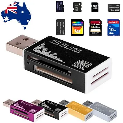 AU Card Reader SD SDHC SDXC MMC TF M2 MS PRO USB 2.0 14 In 1 Memory Card • $5.99