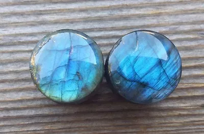 Pair Of Labradorite Plugs Gauges Body Jewelry Double Flared • $26.99