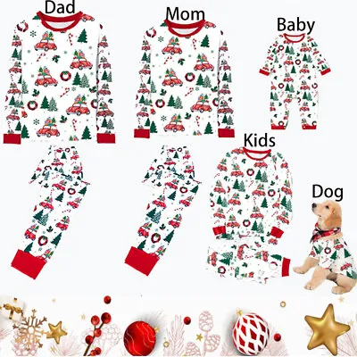 Kids Adults Christmas Family Matching Pyjamas Xmas Tree Car Nightwear Pjs Set UK • £6.49