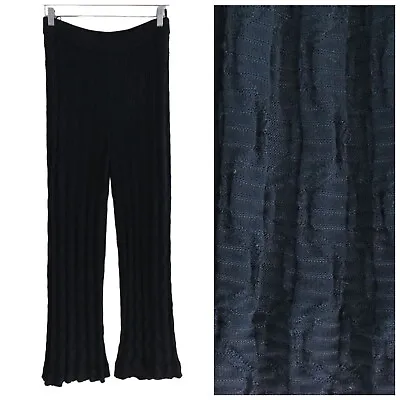 M MISSONI Women's Black Chevron Knit High Wasit Pull-on Pants Size 10 • $39.99