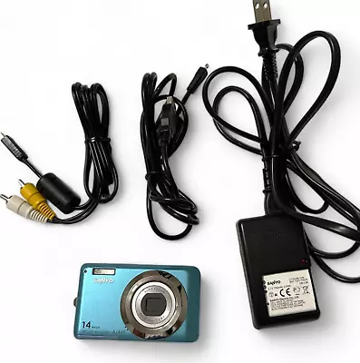 Blue Sanyo VPC-X1400 14mp Digital Camera With Wide Angle 4X Optical Zoom • $45