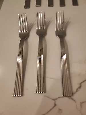 3 Towle Ionic Stainless Dinner Fork Ribbed Handle Flatware Korea 7-1/2  3 Pieces • $47.99