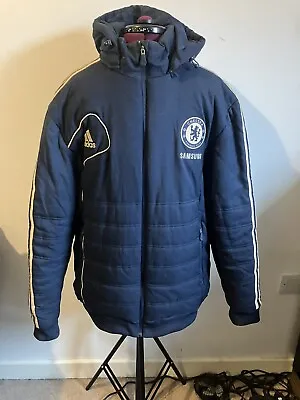 Chelsea Football Club Adidas Jacket Coat Hooded Mens Size Large  • £22.99