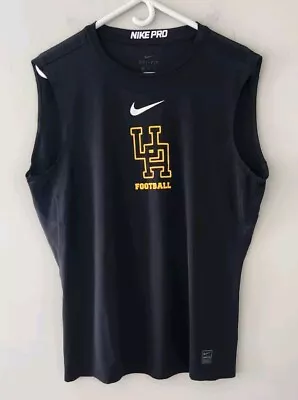 Nike Pro Dri-Fit Black UA Football Sleeveless Gym Athletic Tee! XL Excellent  • $26.25