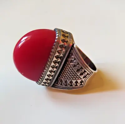 $45 • Buy Vintage Victorian Sterling Silver Ring Intaglio Engraved Red Carnelian Size 8
