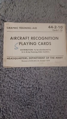 $10 • Buy US Army Aircraft Recognition Playing Cards GTA  44-2-10 1979