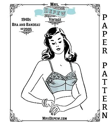 Vintage Sewing Pattern 1940s Ladies Bra & Bandeau #2005 32 34 36 38 40 42 44 46 • $15.95