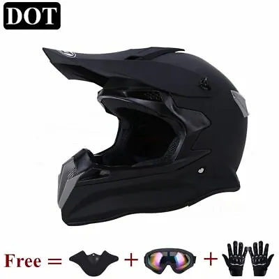 DOT Motocross Helmet Dirt Bike Offroad MX ATV Snowmobile UTV Goggles Mask Gloves • $48.44