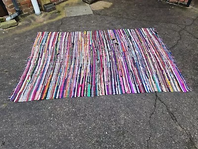 Large Multicoloured Rag Rug Used But Good Condition 90  By 59  • £45