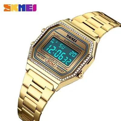 Ladies Women EL Digital Watch Relogio Feminino Crystal Dimond Bling Wristwatch • £11.99