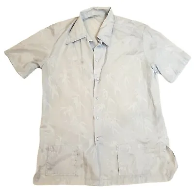 Vintage Mens Mexican Wedding Shirt Light Blue Satin Size Large Silk Polyester • $19.99