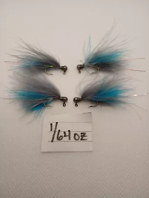 4 Pack 1/64 Oz Hand Tied Marabou Jigs Steelhead Trout Panfish Crappie Bass • $5