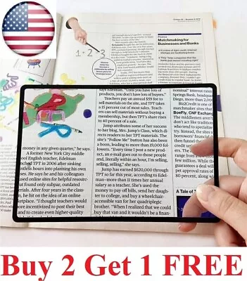 Reading Loupe Magnifying Glass 3X Book Page Magnifier Glass Lens US Seller • $2.99
