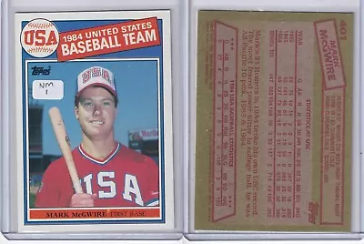 1985 Topps Baseball Card # 401 Mark McGwire Rookie Team USA NM ! • $19.95