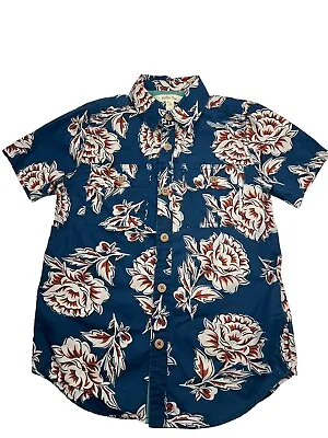 Matilda Jane Shirt Boys 6 Blue Floral Hawaiian Short Sleeve Button Up Camp • $13.94