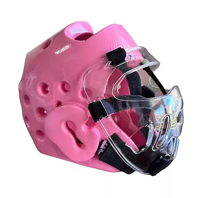 Martial Arts Taekwondo PINK Foam Large Karate Helmet Head Gear W/ Face Shield • $44.95