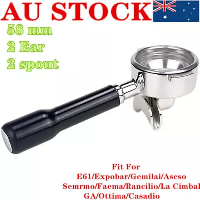 58mm Coffee Portafilter For E61 Espresso Machine Coffee Filter Double Spouts AU • $43.99