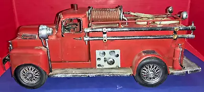 Vintage 15.5” Light Red Metal Firetruck Toy • $75