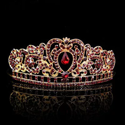 Kids Red Golden Heart Girl Children Wedding Prom Mini Tiara Crown Princess  • $12.50