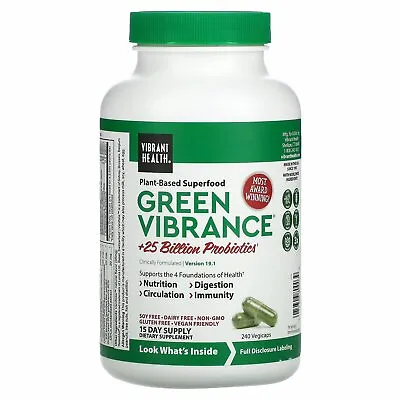 $42.40 • Buy Vibrant Health Green Vibrance Version 17 0 240 VegiCaps Gluten-Free