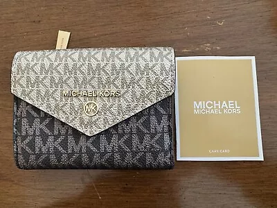 Michael Kors Jet Set Charm Brown/Gold Envelope Tri-Fold Wallet **NEW AUTHENTIC** • $59.99