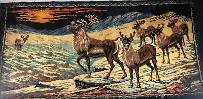 Vintage Elk Wall Hanging Tapestry Rug Table Runner Made In Italy P. & C. • $44.94