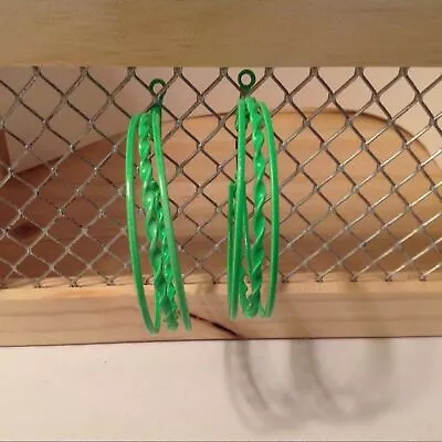 Neon Green Hoop Fashion Earrings 2 1/4  • $8