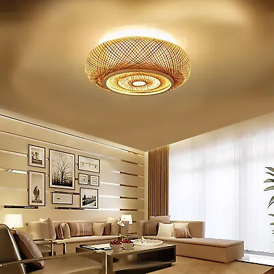 20  Vintage Bamboo Low Lantern Ceiling Light Flush Mount Bedroom Restaurant 110V • $113.89