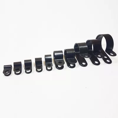 Nylon Black Plastic P Clip Pclip Clamp Hose Cable Holder Conduit Tidy Fastener • £1.61