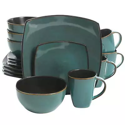 $50.86 • Buy DINNERWARE SET 16-Piece Plates Bowls Mugs Dishes Stoneware Square Dinner Kitchen