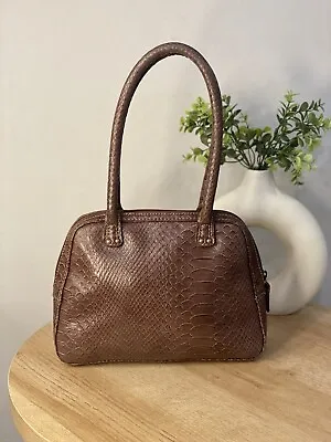 Vintage Liz Claiborne Faux Snakeskin Bag   Brown Handbag   Vintage Purse • $20