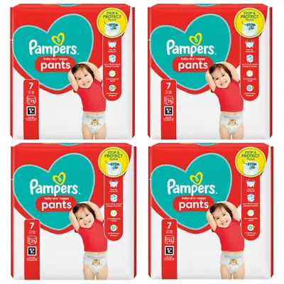 4X Pampers Baby-Dry Nappy Pants Size 7 17kg+ 25 Nappies Total 100 Nappies • £29.99